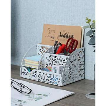 EasyPAG Elegant Floral Desk Organizer for Home & Office