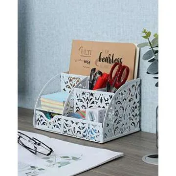 EasyPAG Elegant Floral Desk Organizer for Home & Office