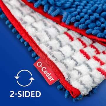 O-Cedar Hardwood Floor 'N More Microfiber 3-Action Flip Mop Refill (Pack of 4) | Double-Sided Mop Head w/Microfiber & Chenille | Reusable, Machine-Washable Mop Head Replacement