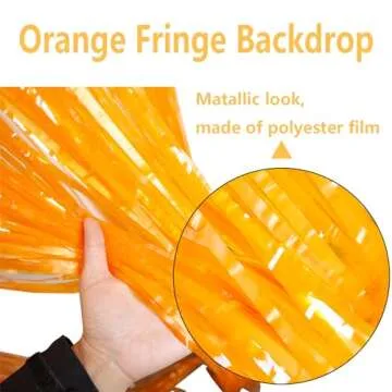 Zotemo Orange Foil Fringe Curtains for Parties and Events