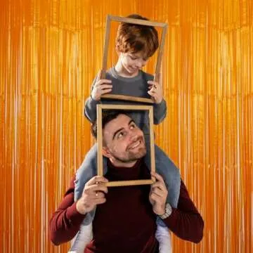 Zotemo Orange Foil Fringe Curtains for Parties and Events