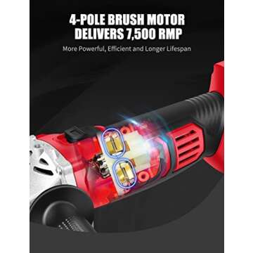 AVID POWER Cordless Angle Grinder with 4-pole Motor, 20V Cordless Grinders Tools w/4.0A Battery & Fast Charger, 4-1/2 Inch Grinding Wheels, Cutting Wheels, Flap Discs and Adjustable Auxiliary Handle