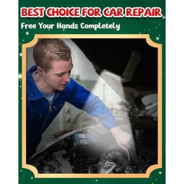 Coquimbo Tool Gifts for Men Him, Rechargeable LED Work Light Grill Light with Magnetic Base and Hook 5 Modes 360° Rotate Mechanic Light Valentines Gifts for Him Husband Men (2 Pack Green)