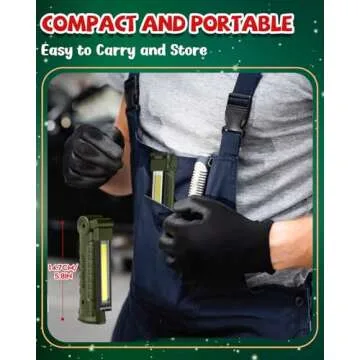 Coquimbo Tool Gifts for Men Him, Rechargeable LED Work Light Grill Light with Magnetic Base and Hook 5 Modes 360° Rotate Mechanic Light Valentines Gifts for Him Husband Men (2 Pack Green)