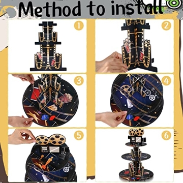 3 Tier Movie Night Cupcake Stand for Party Decor