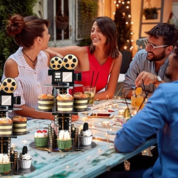 3 Tier Movie Night Cupcake Stand for Party Decor