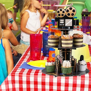 3 Tier Movie Night Cupcake Stand for Party Decor