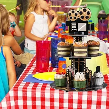 3 Tier Movie Night Cupcake Stand for Party Decor