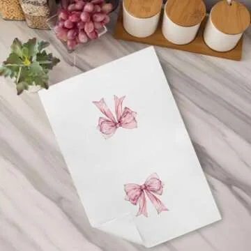 Kemingni Pink Bow Coquette Kitchen Towels, Pink Preppy Hand Towels for Bathroom, Preppy Coquette Bathroom Decor, Pink Bow Dish Towels Tea Towels for Kitchen, 16x24 Inches