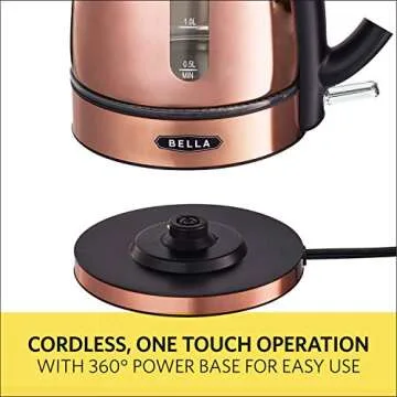 BELLA (14753) 1.7 Liter Electric Tea Kettle Copper Chrome