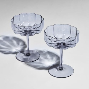 Khen Flower Vintage Wavy Glasses - Elegant Cocktail Coupes
