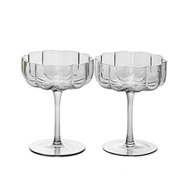 Khen Flower Vintage Wavy Glasses - Elegant Cocktail Coupes