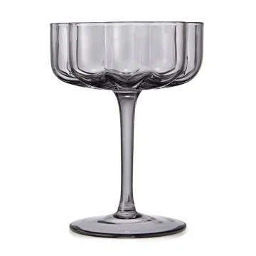 Khen Flower Vintage Wavy Glasses - Elegant Cocktail Coupes