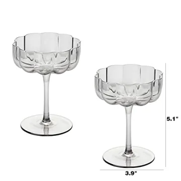 Khen Flower Vintage Wavy Glasses - Elegant Cocktail Coupes
