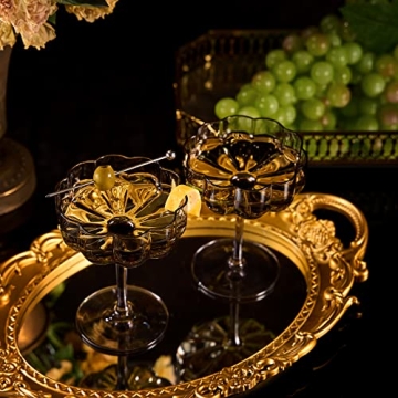 Khen Flower Vintage Wavy Glasses - Elegant Cocktail Coupes