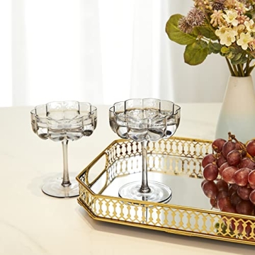 Khen Flower Vintage Wavy Glasses - Elegant Cocktail Coupes