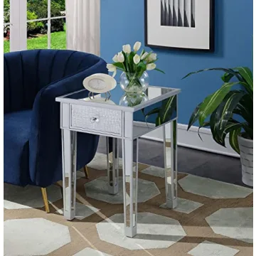 Gold Coast Mirrored End Table with Concealed Drawer