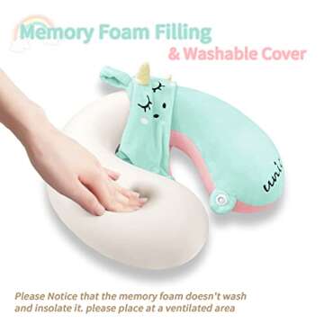 Unicorn Memory Foam Travel Pillow for Kids with Accessories