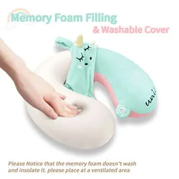 Unicorn Memory Foam Travel Pillow for Kids with Accessories