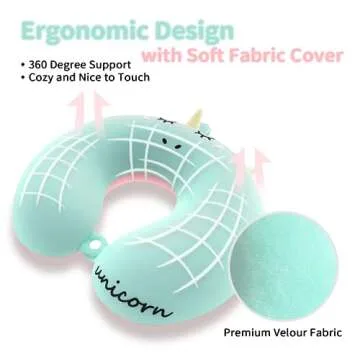 Unicorn Memory Foam Travel Pillow for Kids with Accessories