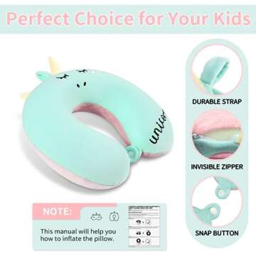 Unicorn Memory Foam Travel Pillow for Kids with Accessories