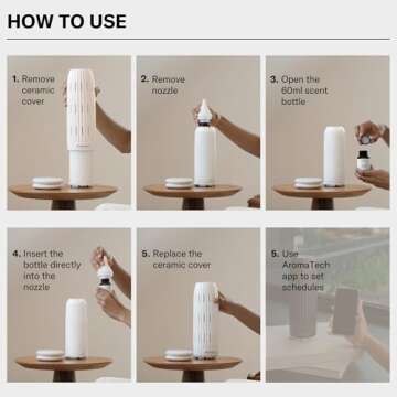 AromaTech Ambience Scent Diffuser for Essential Oil Blends & Fragrances – Waterless Scent Machine w/Bluetooth for Home, Bathroom Boutiques, Hotel, Spa – White Stone