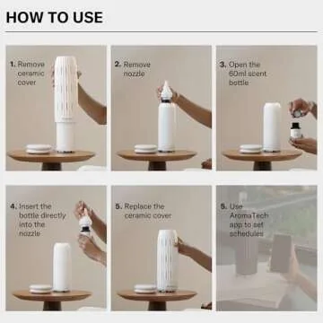 AromaTech Ambience Scent Diffuser for Essential Oil Blends & Fragrances – Waterless Scent Machine w/Bluetooth for Home, Bathroom Boutiques, Hotel, Spa – White Stone