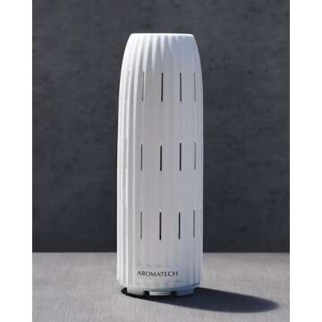 AromaTech Ambience Scent Diffuser for Essential Oil Blends & Fragrances – Waterless Scent Machine w/Bluetooth for Home, Bathroom Boutiques, Hotel, Spa – White Stone