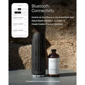 AromaTech Ambience Scent Diffuser for Essential Oil Blends & Fragrances – Waterless Scent Machine w/Bluetooth for Home, Bathroom Boutiques, Hotel, Spa – White Stone