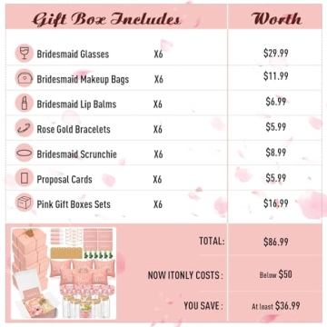 FillTouch Bridesmaid Proposal Gifts - 42 Piece Set with Wedding Gift Box