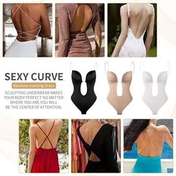 FEELJAM Invishaper, Plunge Backless Body Shaper Bra, Backless Bra Bodysuit, Backless Shapewear for Wedding Dress Tummy Control (Nude, L)