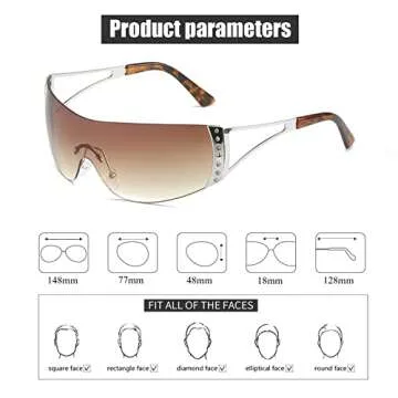 JUDOO Y2K Wrap Around Sunglasses for Women Men 2000s Rimless Futuristic Sun Glasses Fashion Shield