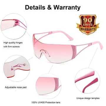 JUDOO Y2K Wrap Around Sunglasses for Women Men 2000s Rimless Futuristic Sun Glasses Fashion Shield