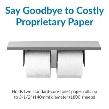 Bobrick Toilet Tissue Dispenser with Utility Shelf, Surface-Mounted, Satin-Finish Stainless Steel, Holds Two Standard Rolls, Dual Roll Capacity, Ideal for Commercial Restrooms (Model B-2840)