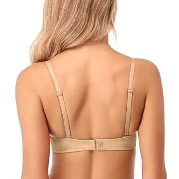 JOATEAY Women's Deep Plunge Bra Sexy Convertible Low Cut Wireless Light Padded Bra Cleavage Enhancer(Nude 34D)