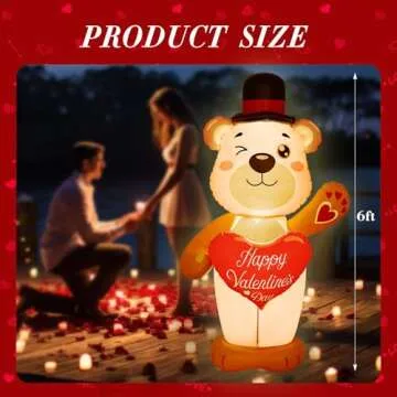 Kasyat 6 FT Valentines Day Inflatable Bear PVC Valentines Bear Blow Up Yard Decorations with Built i...