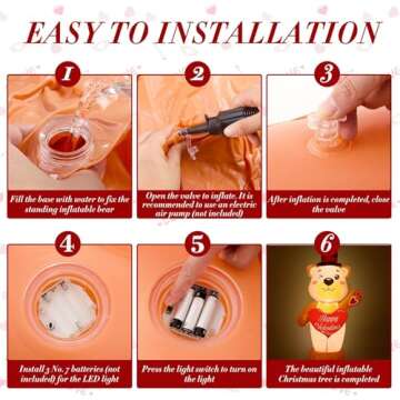 Kasyat 6 FT Valentines Day Inflatable Bear PVC Valentines Bear Blow Up Yard Decorations with Built in LED, Love Heart for Wedding Anniversary Outdoor Garden Lawn Birthday Party Propose Decor