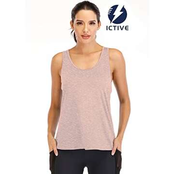 ICTIVE Workout Tank Tops for Women Yoga Tops Loose Fit Backless Racerback Tank Summer Running Gym Sh...