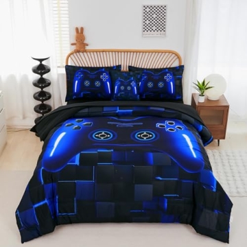 PERFEMET Twin Size Bed in A Bag 6-Piece Gaming Bedding Set for Boys