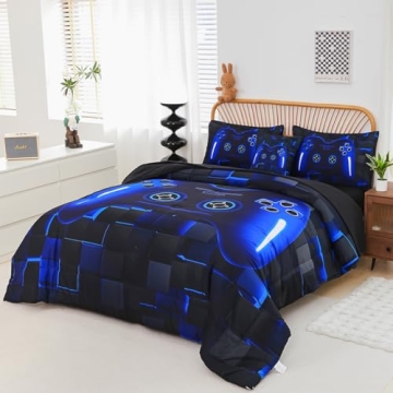 Twin Gaming Bedding Set for Boys - 6 Pieces