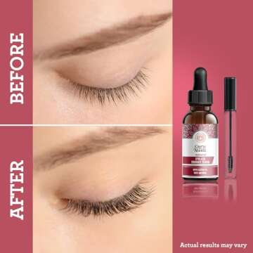 GuruNanda Natural Castor Oil Eyelash Enhance Serum with Rosemary Oil - Brush Applicator & 5 Pipettes, Helps Natural Hair Growth for Eyebrows & Beards, 2 Fl Oz