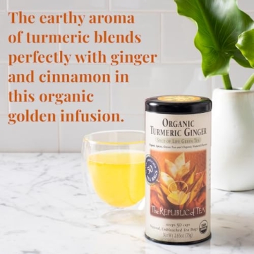 Organic Turmeric Ginger Green Tea - 50 Premium Tea Bags