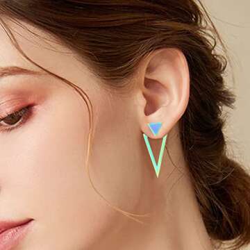Stylish REELMAR Rainbow Triangle Earrings - Unique Geometric Designs for Women