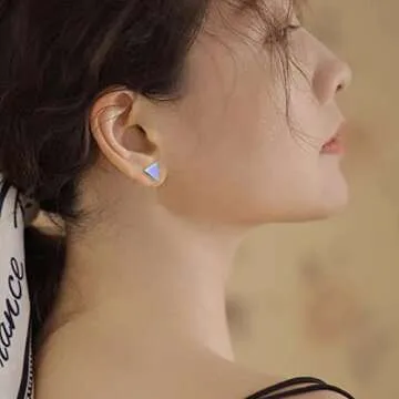 REELMAR Rainbow Triangle Earrings for Women - Geometric Design