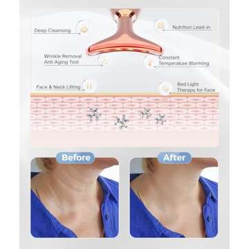 ELISHINE Light Based Face-Neck-Massager - 7 Color Portable Facial Massager for Skin Care, Rose Gold