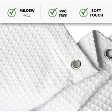 Creative Scents Fabric White Shower Curtain for Bathroom - Spa, Hotel Luxury Matt Waffle Weave Square Design, Water Repellent, 230 GSM Weighty Cloth, 72" x 72" for Decorative Bathroom Curtains