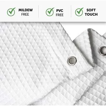 Creative Scents Fabric White Shower Curtain for Bathroom - Spa, Hotel Luxury Matt Waffle Weave Square Design, Water Repellent, 230 GSM Weighty Cloth, 72" x 72" for Decorative Bathroom Curtains