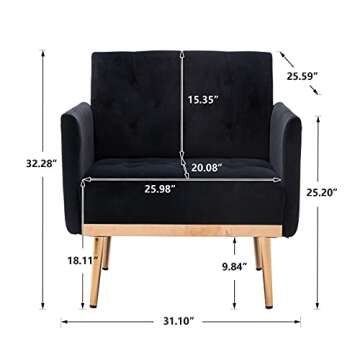 RXRRXY Modern Velvet Accent Chair, Living Room, Bedroom Leisure Single Sofa Chair (with Gold Metal f...