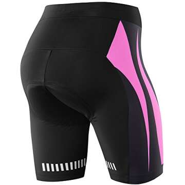 NOOYME Women’s Bike Shorts 3D Padded Cycling Short Fuchsia Pink XL
