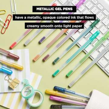 SAKURA Gelly Roll Metallic Gel Pens - Pens for Scrapbook, Journals, or Drawing - Metallic Silver Ink - Medium Line - 6 Pack